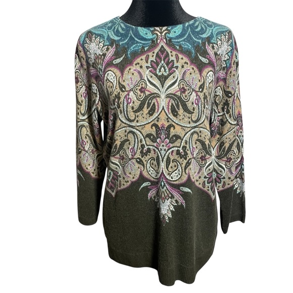 Talbots Sweaters - Talbots Audrey Pure Cashmere Sweater Paisley 3/4 Length Sleeves